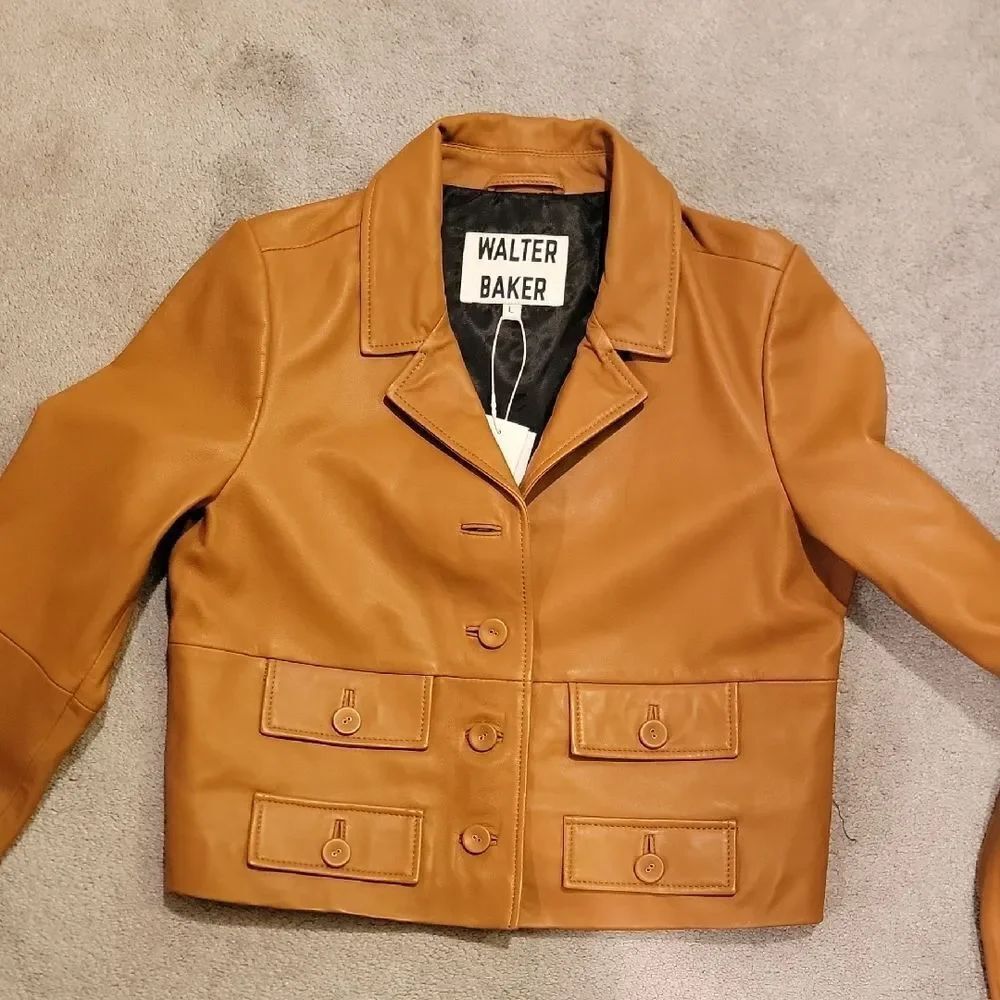 NWT Walter Baker Camel Leather Jacket SZ L - Picture 6 of 14